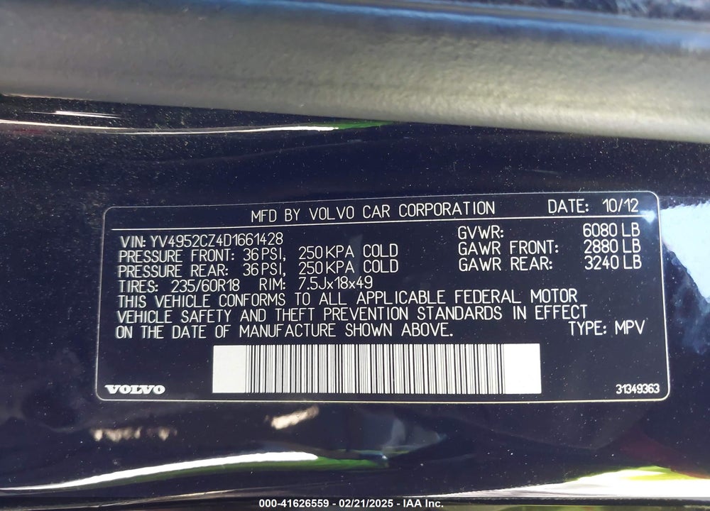 2013 VOLVO XC90 3.2 PREMIER PLUS VIN: YV4952CZ4D1661428