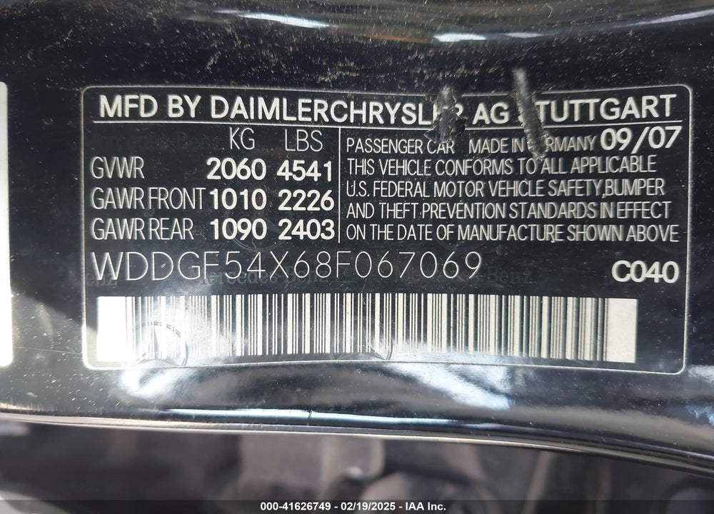 2008 MERCEDES-BENZ C 300 LUXURY/SPORT VIN: WDDGF54X68F067069