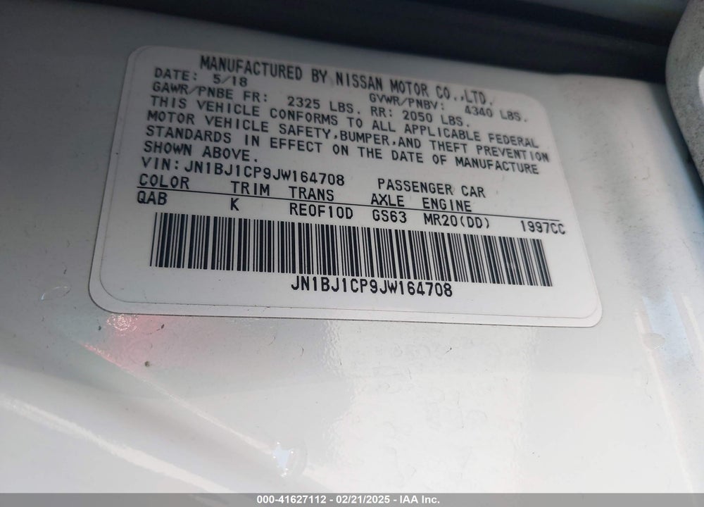 2018 NISSAN ROGUE SPORT VIN: JN1BJ1CP9JW164708