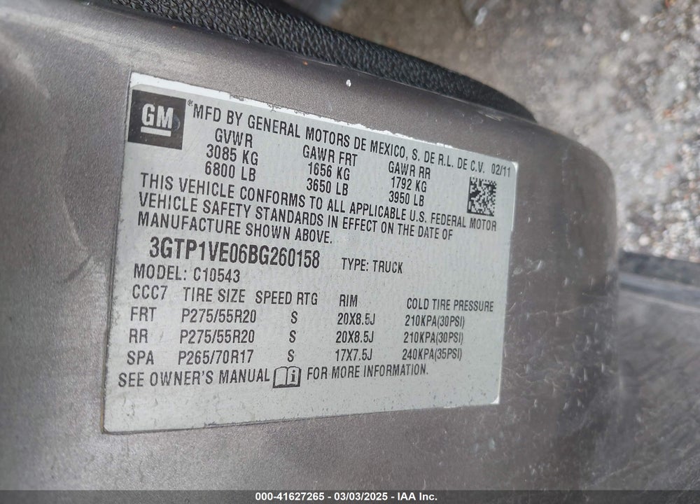 2011 GMC SIERRA 1500 SLE VIN: 3GTP1VE06BG260158