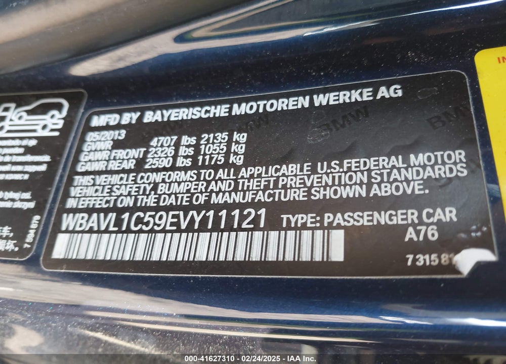 2014 BMW X1 VIN: WBAVL1C59EVY11121