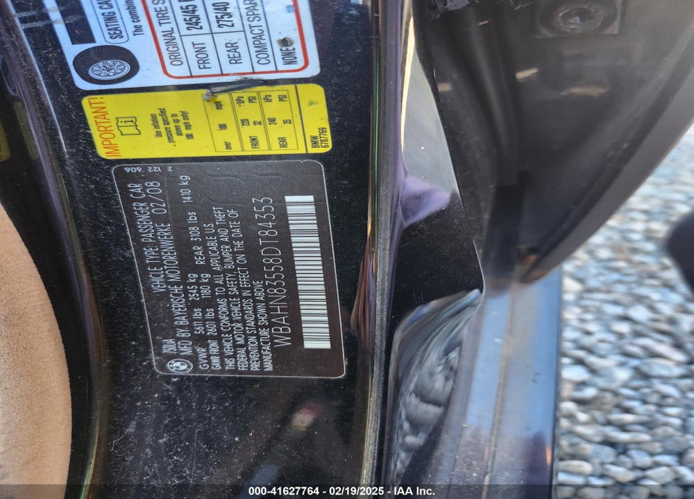2008 BMW 750LI VIN: WBAHN83558DT84353