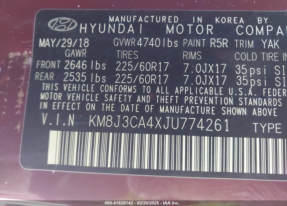 2018 HYUNDAI TUCSON SEL PLUS VIN: KM8J3CA4XJU774261