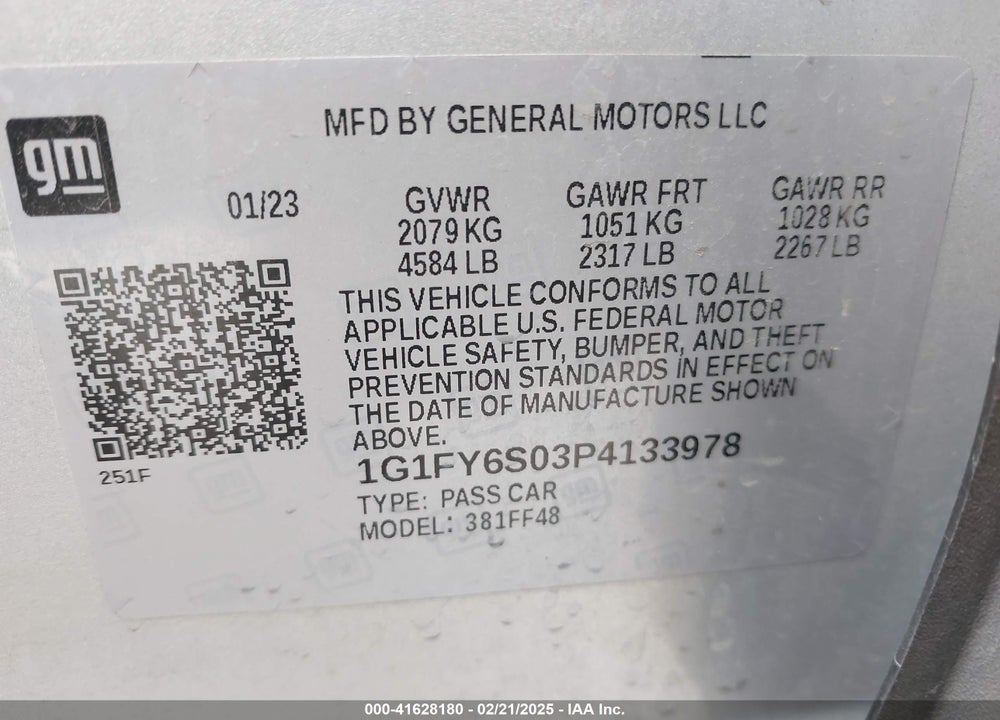 2023 CHEVROLET BOLT EUV FWD LT VIN: 1G1FY6S03P4133978