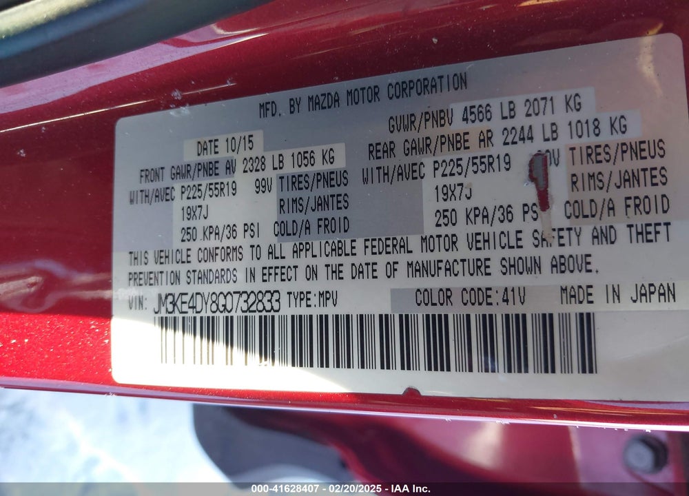 2016 MAZDA CX-5 GRAND TOURING VIN: JM3KE4DY8G0732833