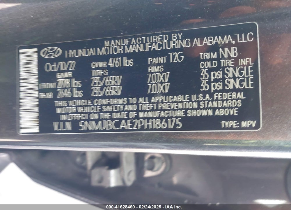2023 HYUNDAI TUCSON SEL VIN: 5NMJBCAE2PH186175