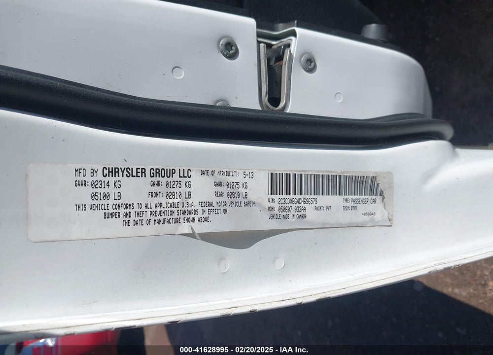 2013 DODGE CHARGER VIN: 2C3CDXBG4DH696579