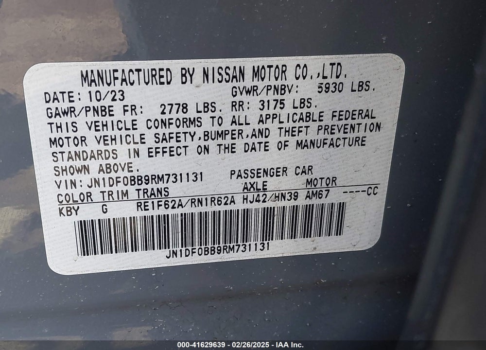 2024 NISSAN ARIYA VIN: JN1DF0BB9RM731131