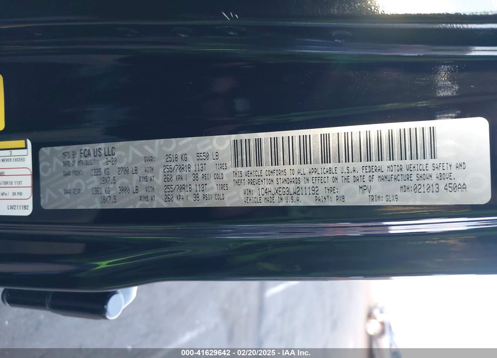 2020 JEEP WRANGLER UNLIMITED SAHARA ALTITUDE 4X4 VIN: 1C4HJXEG3LW211192