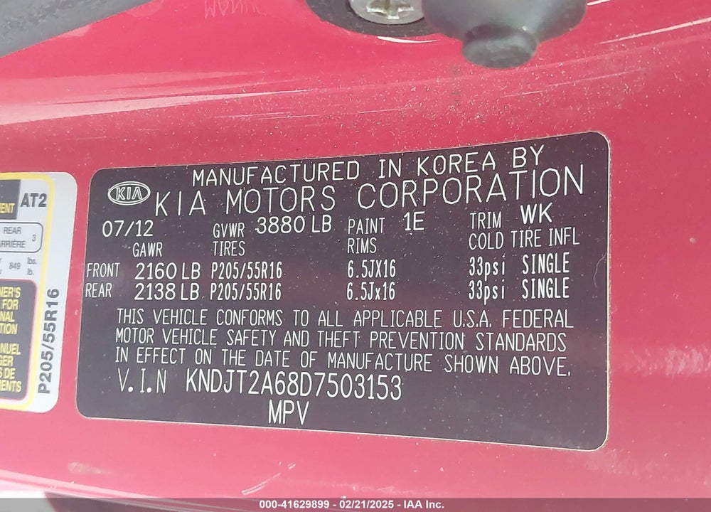 2013 KIA SOUL VIN: KNDJT2A68D7503153