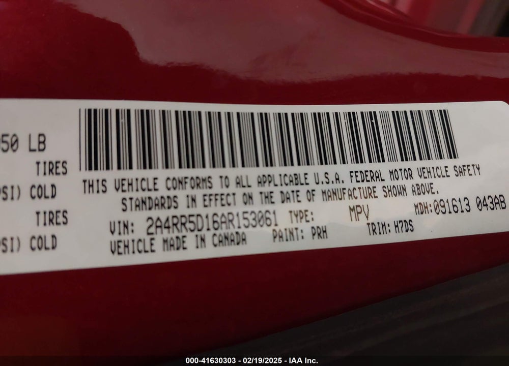2010 CHRYSLER TOWN & COUNTRY TOURING VIN: 2A4RR5D16AR153061