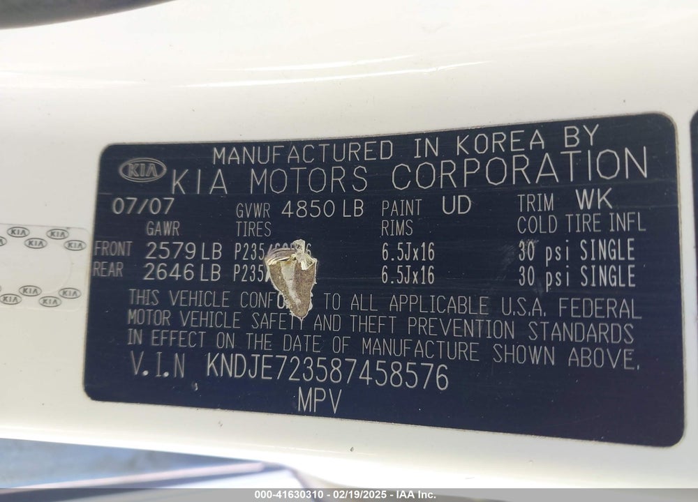 2008 KIA SPORTAGE EX V6 VIN: KNDJE723587458576
