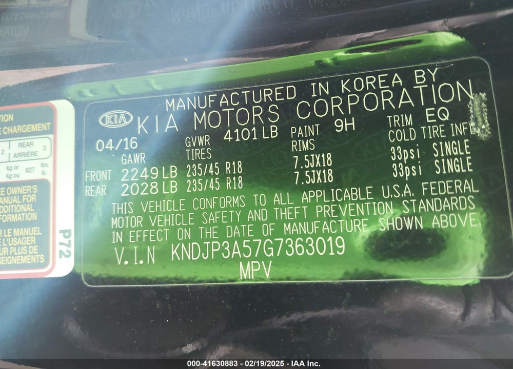 2016 KIA SOUL VIN: KNDJP3A57G7363019