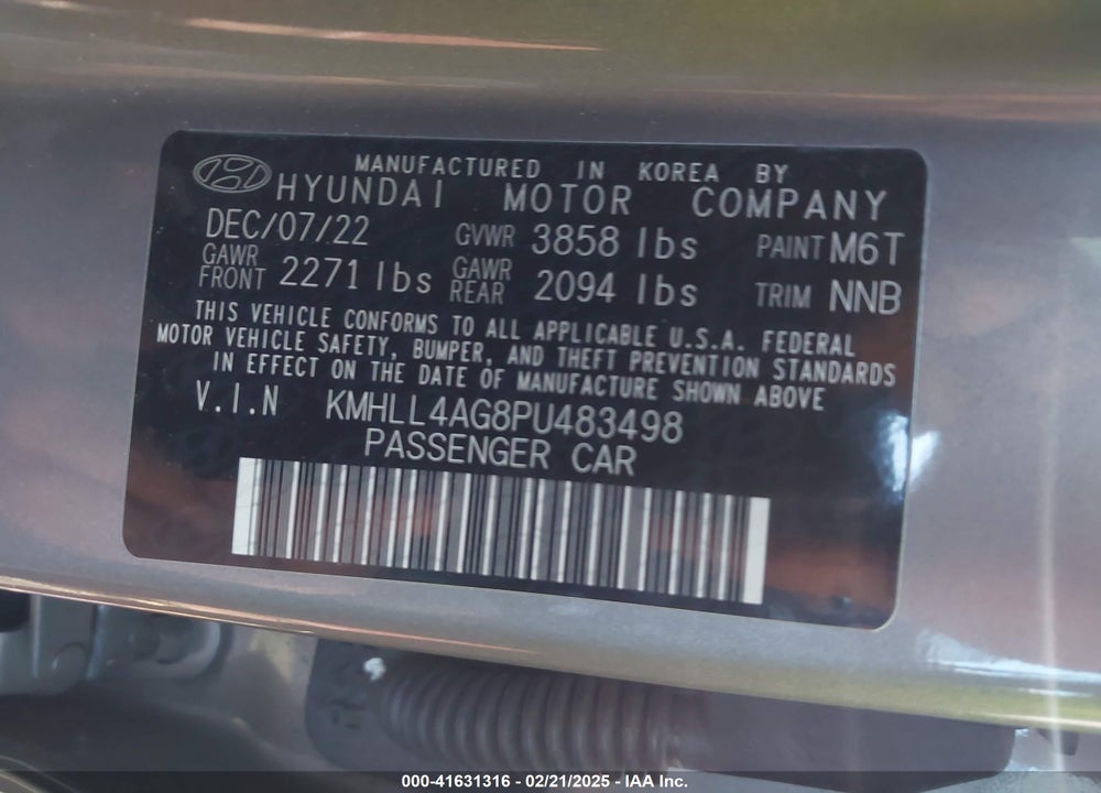 2023 HYUNDAI ELANTRA VIN: KMHLL4AG8PU483498