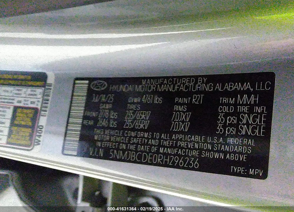 2024 HYUNDAI TUCSON SEL VIN: 5NMJBCDE0RH296236