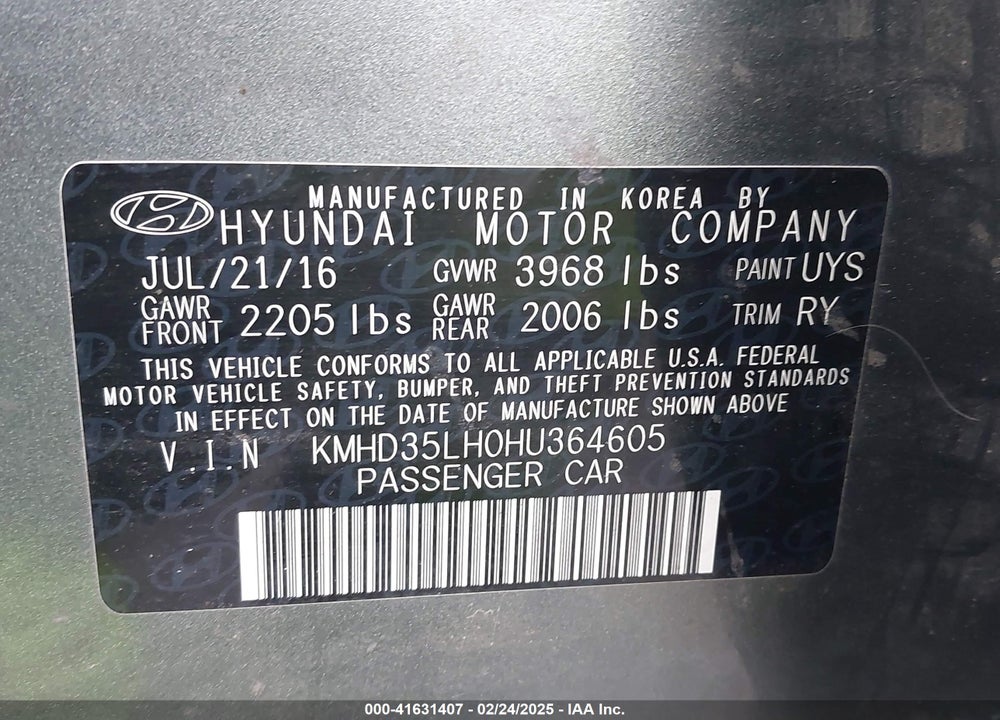 2017 HYUNDAI ELANTRA GT VIN: KMHD35LH0HU364605