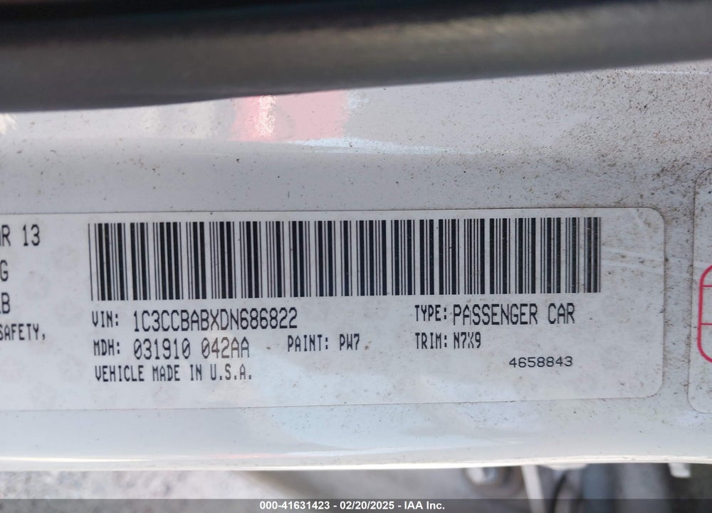 2013 CHRYSLER 200 VIN: 1C3CCBABXDN686822