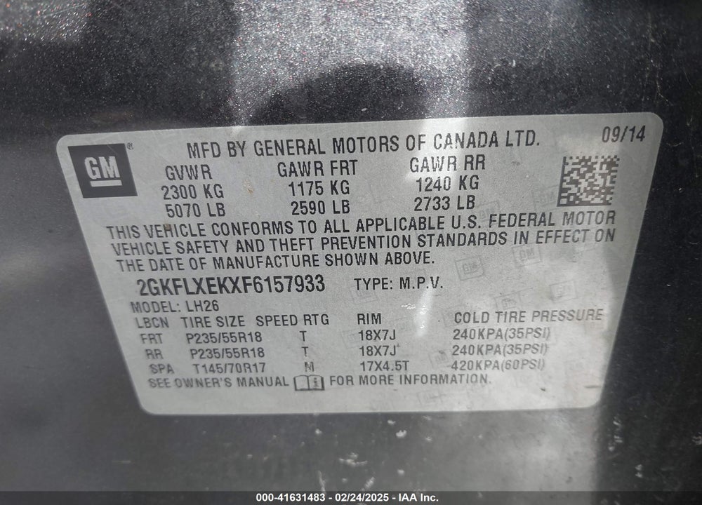2015 GMC TERRAIN SLT-1 VIN: 2GKFLXEKXF6157933