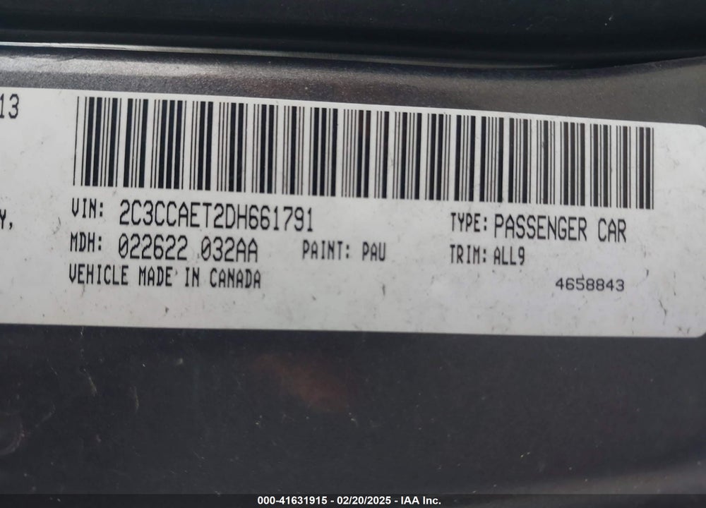 2013 CHRYSLER 300C VIN: 2C3CCAET2DH661791