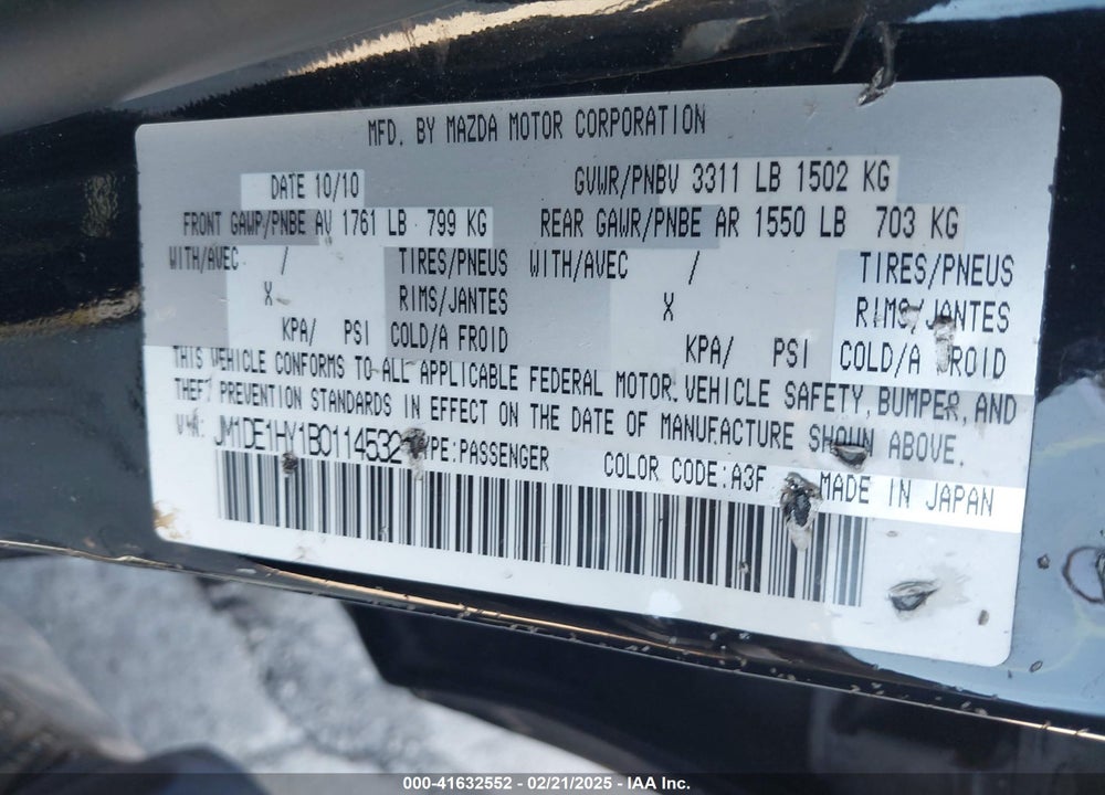 2011 MAZDA 2 SPORT VIN: JM1DE1HY1B0114532