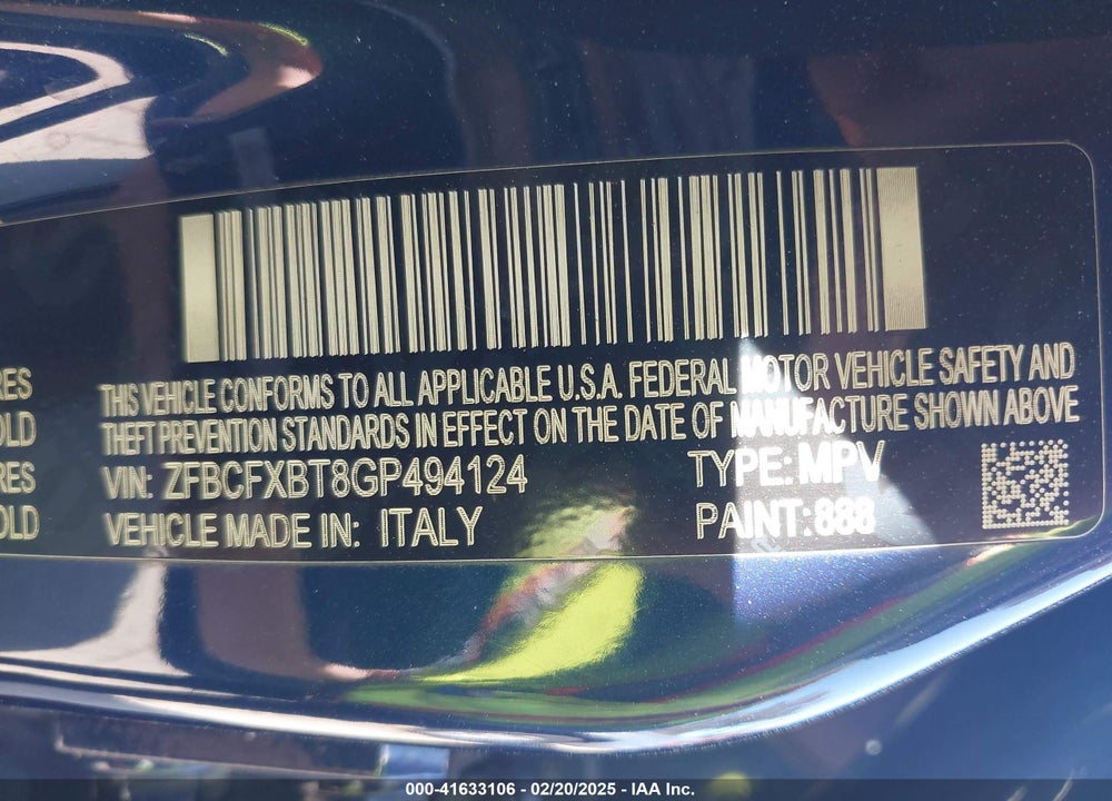 2016 FIAT 500X EASY VIN: ZFBCFXBT8GP494124