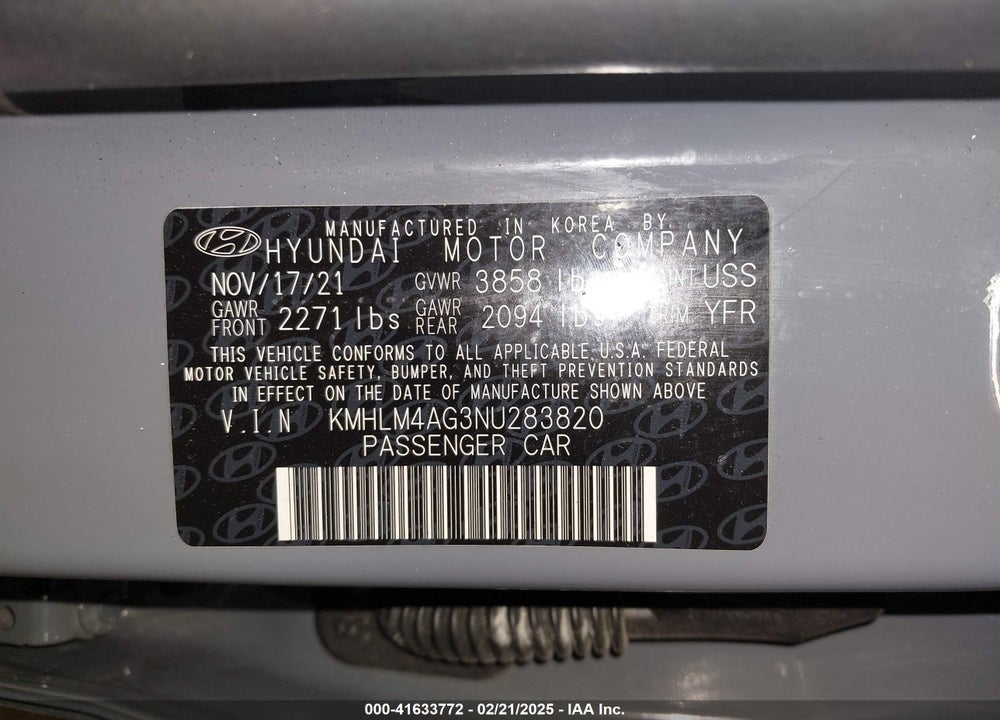 2022 HYUNDAI ELANTRA VIN: KMHLM4AG3NU283820