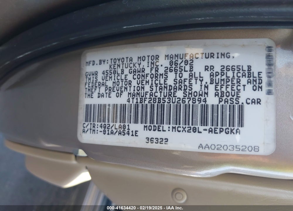 2003 TOYOTA AVALON XLS VIN: 4T1BF28B53U267894