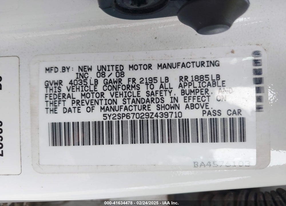 2009 PONTIAC VIBE VIN: 5Y2SP67029Z439710