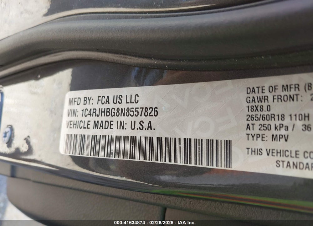 2022 JEEP GRAND CHEROKEE LIMITED 4X4 VIN: 1C4RJHBG8N8557826