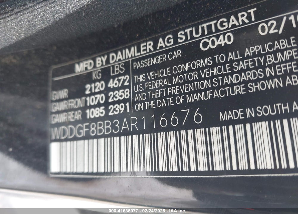 2010 MERCEDES-BENZ C 300 VIN: WDDGF8BB3AR116676