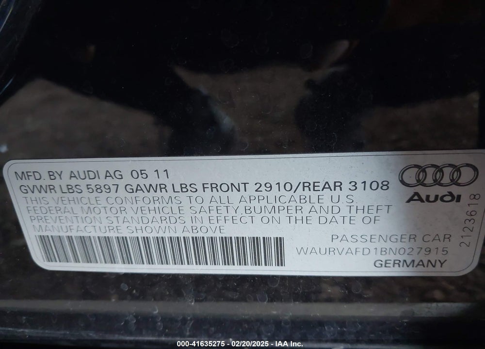 2011 AUDI A8 L 4.2 VIN: WAURVAFD1BN027915