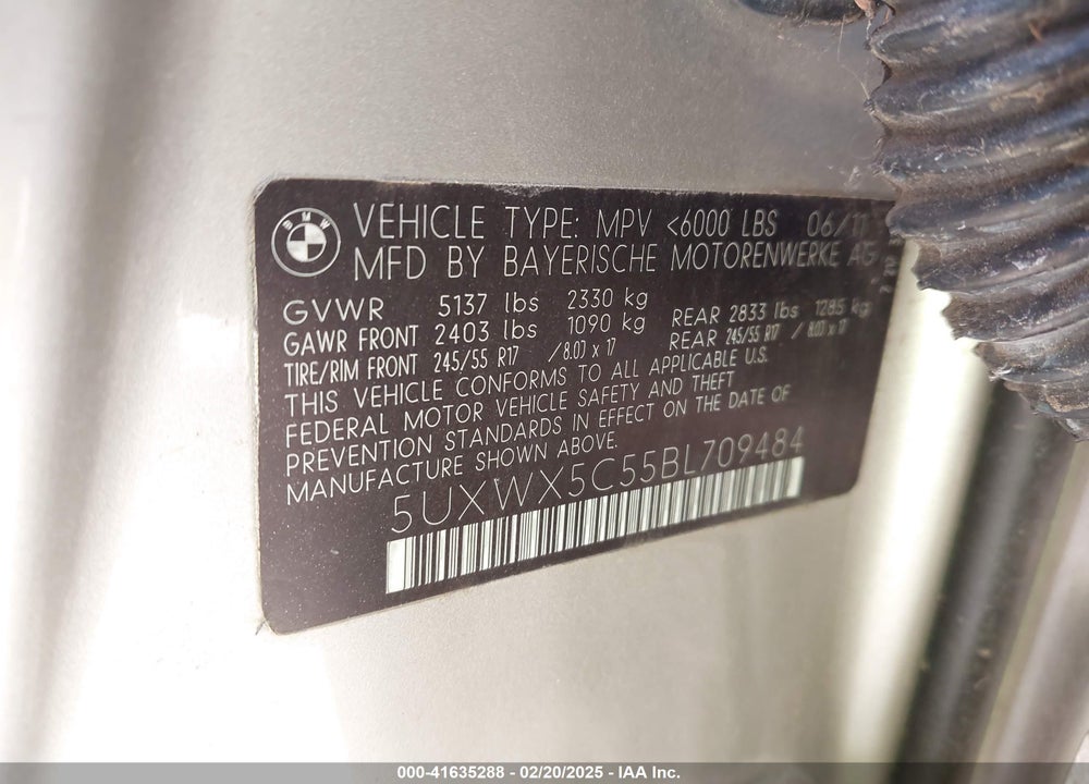 2011 BMW X3 XDRIVE28I VIN: 5UXWX5C55BL709484