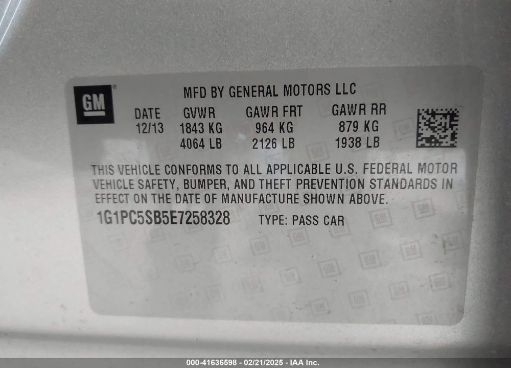 2014 CHEVROLET CRUZE 1LT AUTO VIN: 1G1PC5SB5E7258328