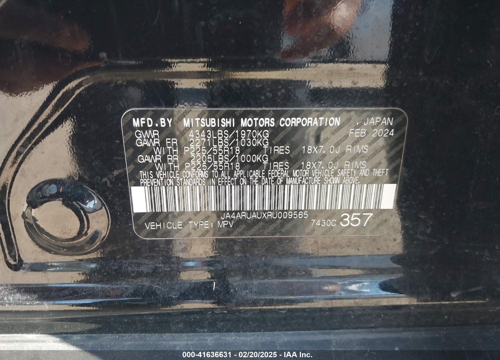 2024 MITSUBISHI OUTLANDER SPORT VIN: JA4ARUAUXRU009565