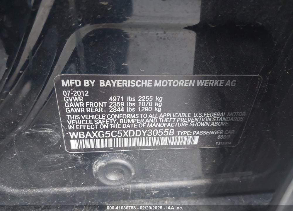 2013 BMW 528I VIN: WBAXG5C5XDDY30558