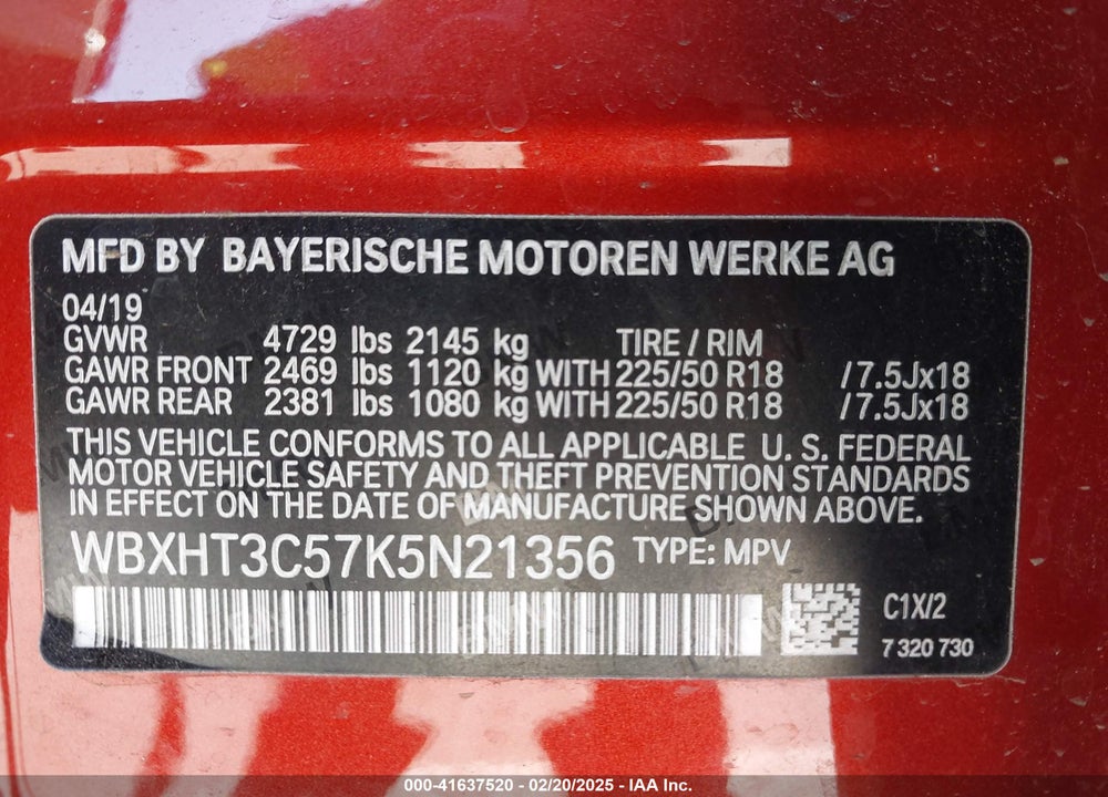 2019 BMW X1 XDRIVE28I VIN: WBXHT3C57K5N21356