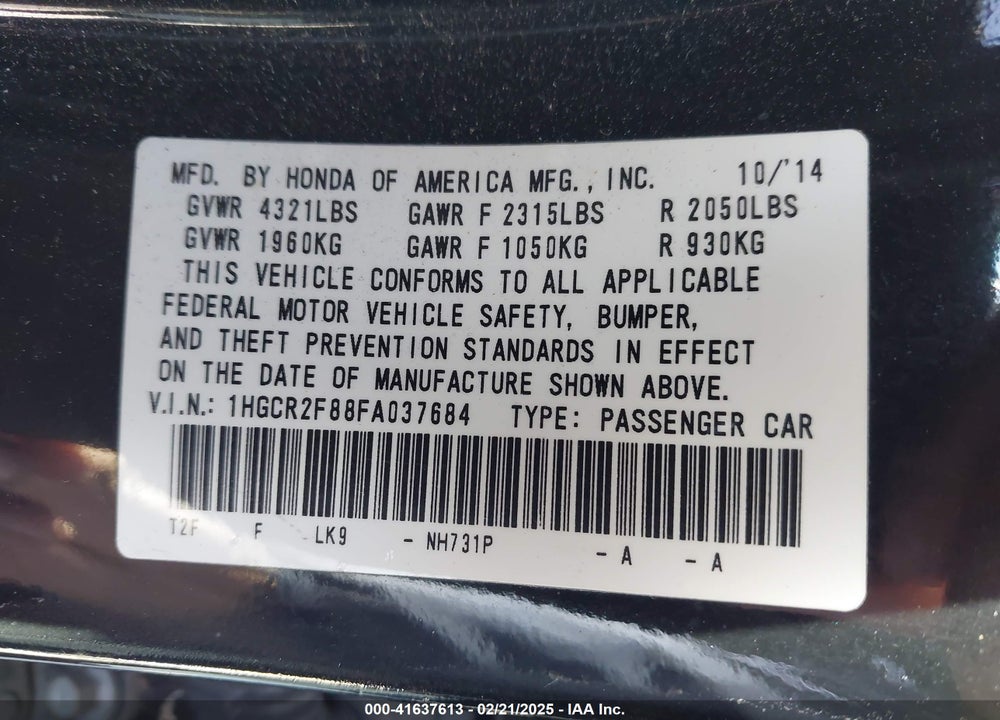 2015 HONDA ACCORD VIN: 1HGCR2F88FA037684