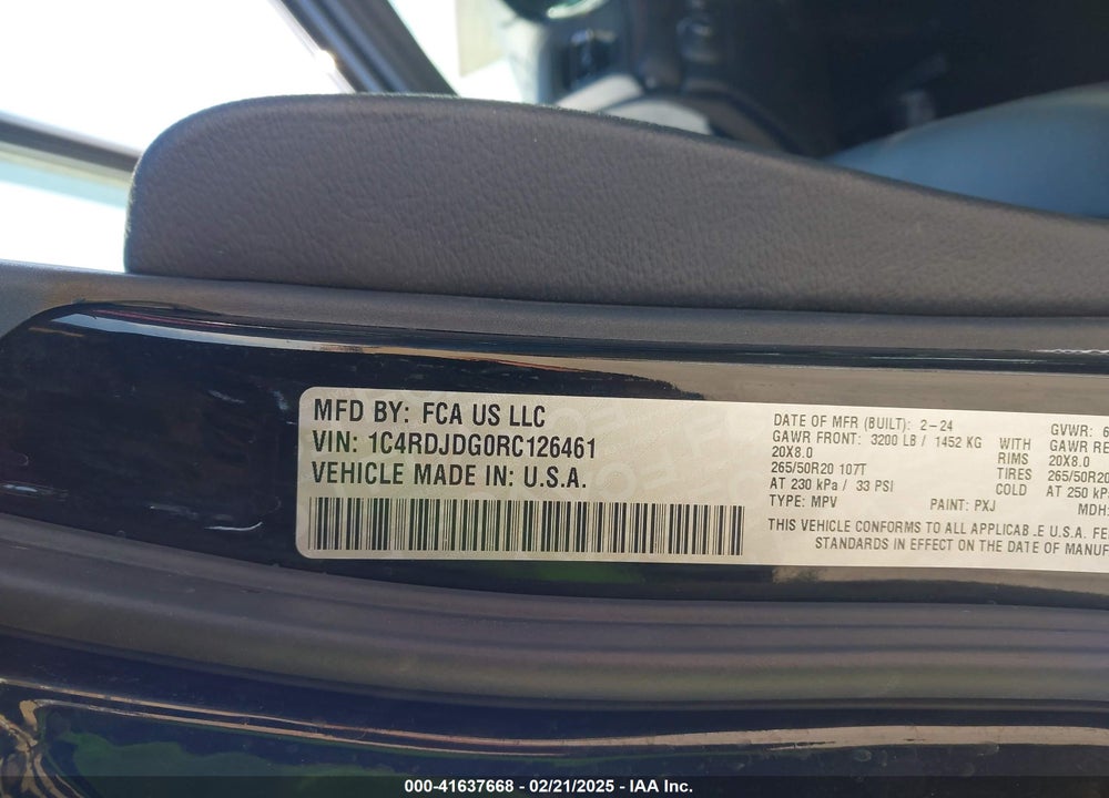 2024 DODGE DURANGO GT PLUS AWD VIN: 1C4RDJDG0RC126461