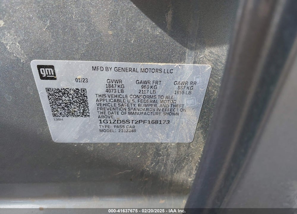 2023 CHEVROLET MALIBU FWD 1LT VIN: 1G1ZD5ST2PF168173