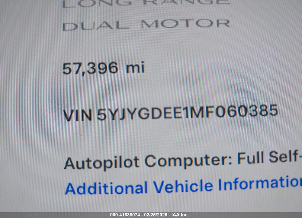 2021 TESLA MODEL Y VIN: 5YJYGDEE1MF060385