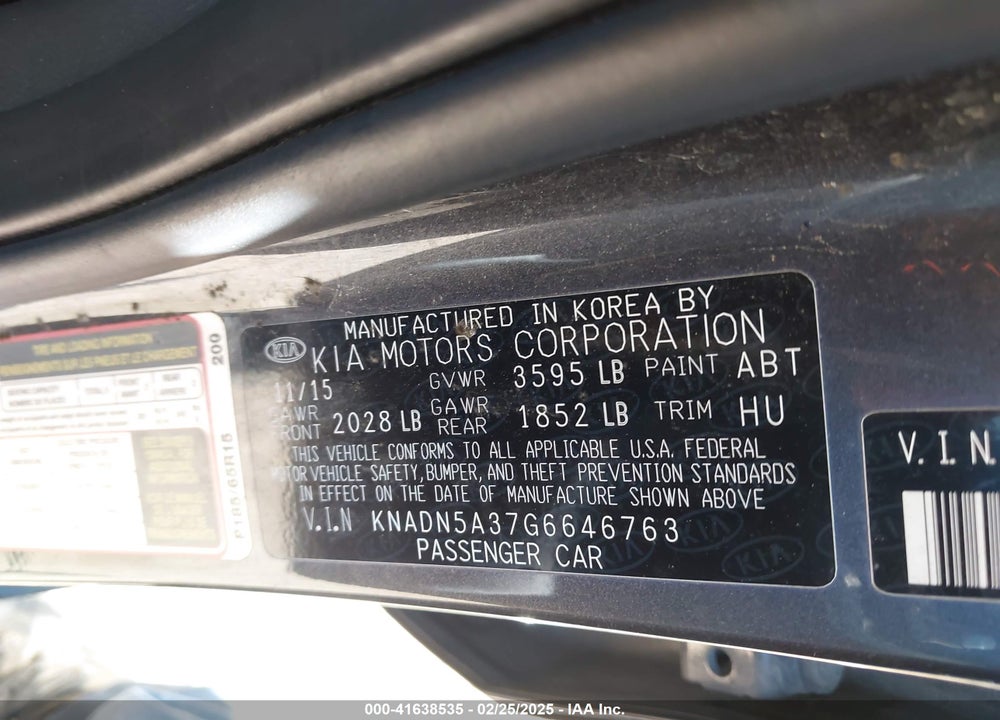 2016 KIA RIO EX VIN: KNADN5A37G6646763