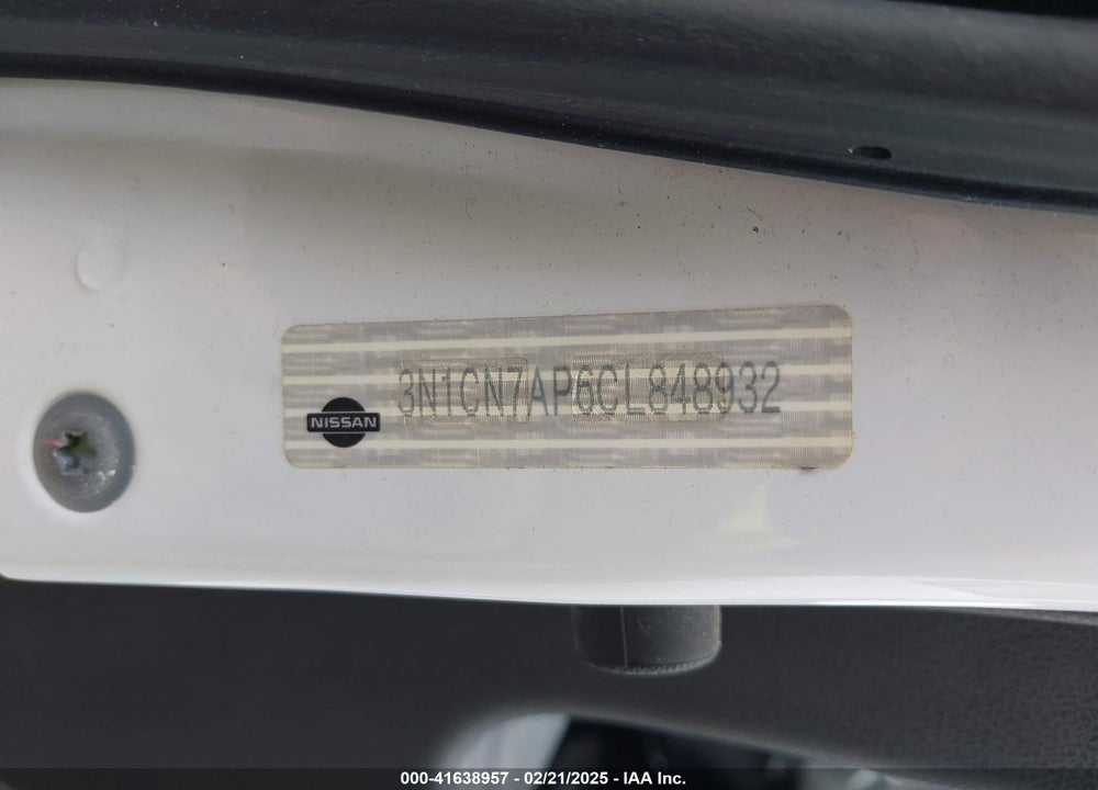 2012 NISSAN VERSA 1.6 SV VIN: 3N1CN7AP6CL848932