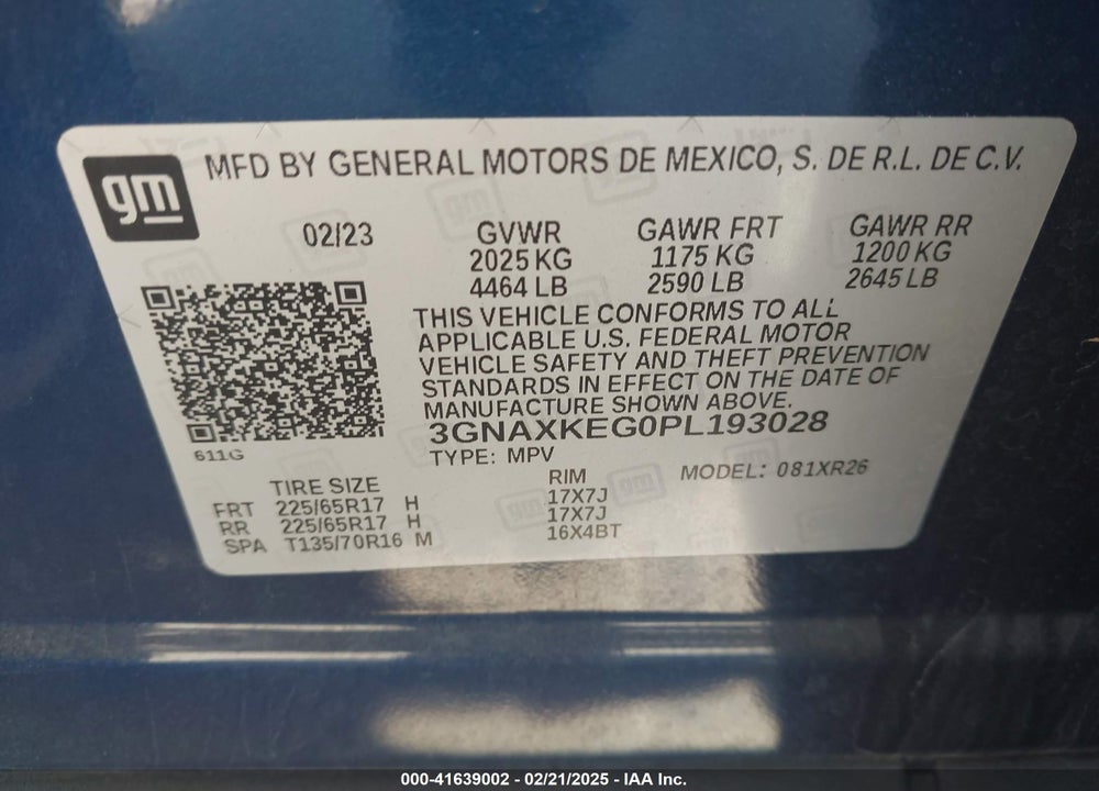 2023 CHEVROLET EQUINOX FWD LT VIN: 3GNAXKEG0PL193028