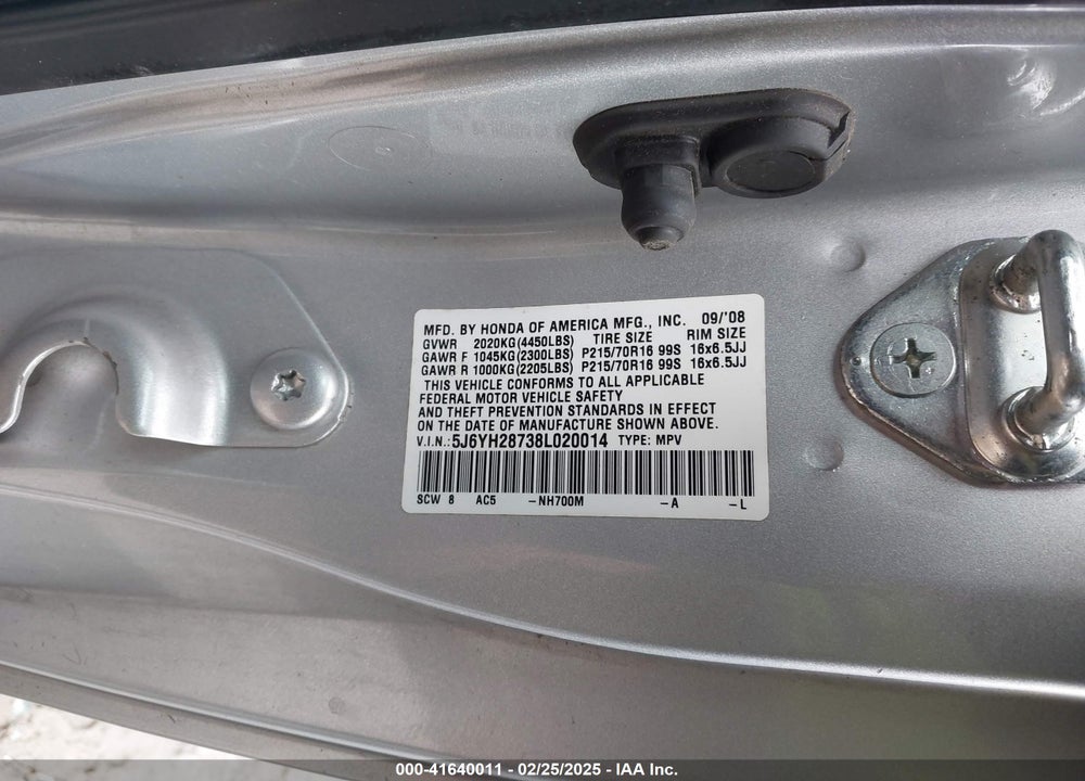 2008 HONDA ELEMENT VIN: 5J6YH28738L020014