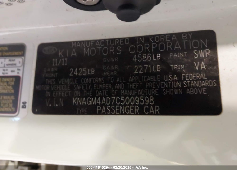 2012 KIA OPTIMA HYBRID EX VIN: KNAGM4AD7C5009598