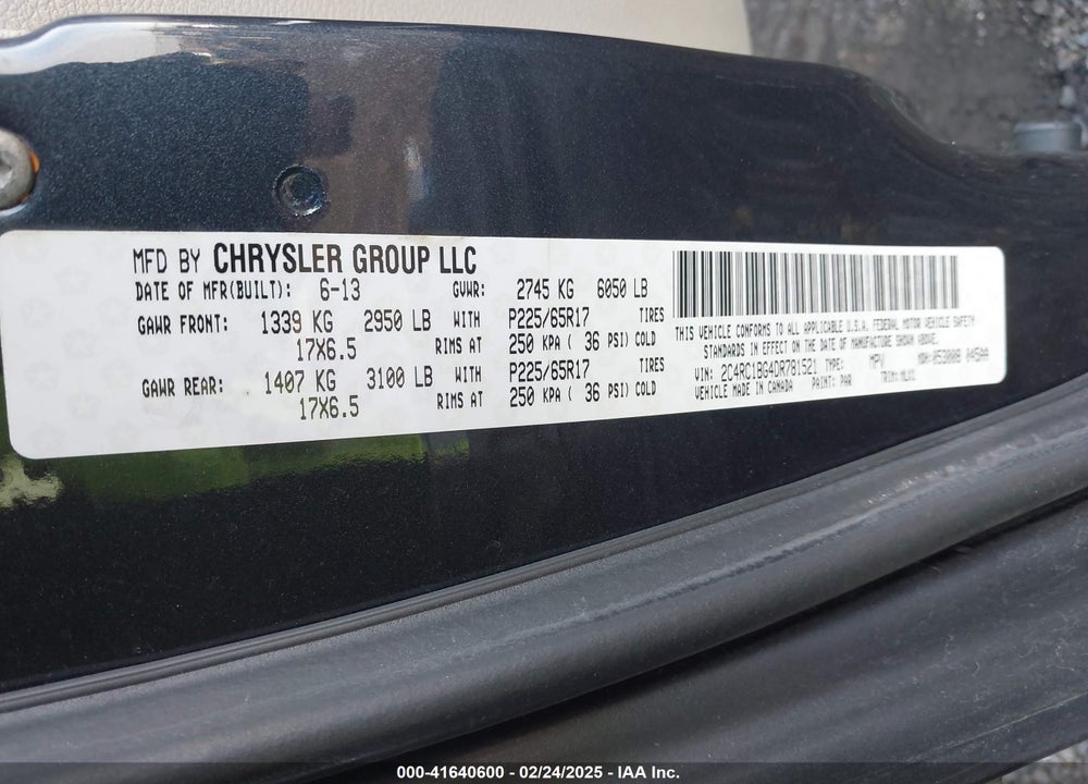 2013 CHRYSLER TOWN & COUNTRY TOURING VIN: 2C4RC1BG4DR781521