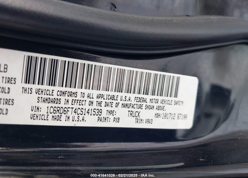 2012 RAM 1500 VIN: 1C6RD6FT4CS141539