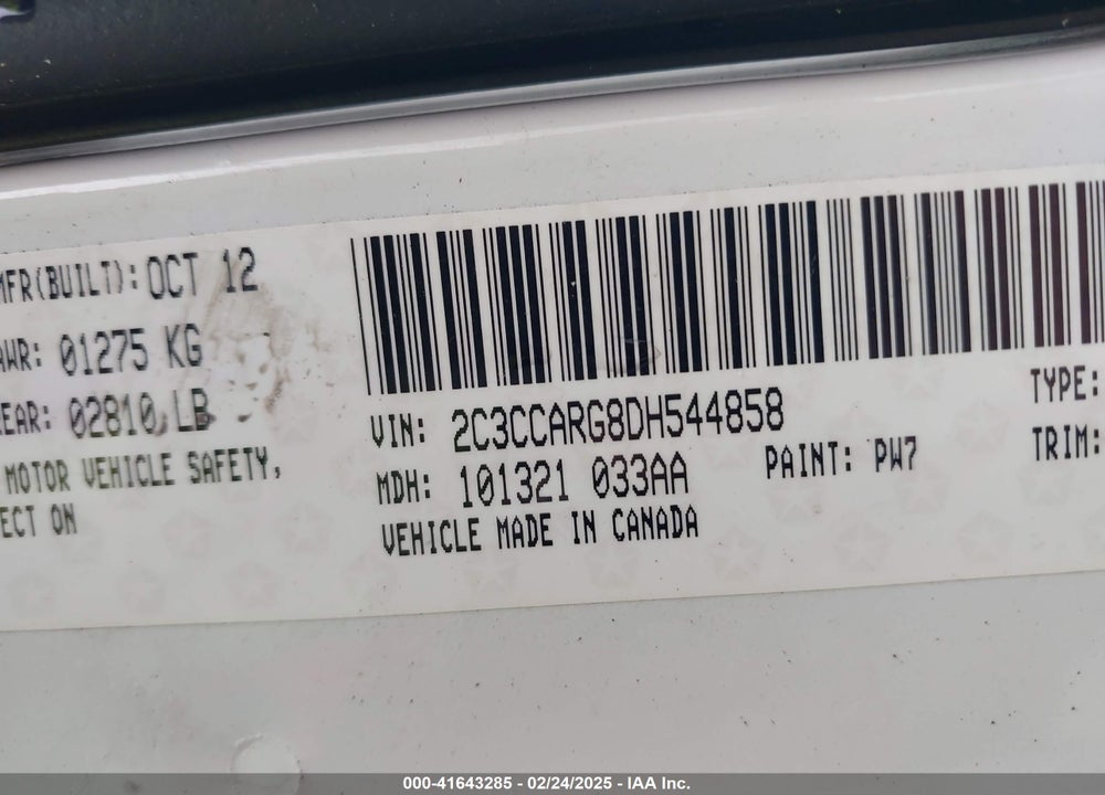 2013 CHRYSLER 300 VIN: 2C3CCARG8DH544858