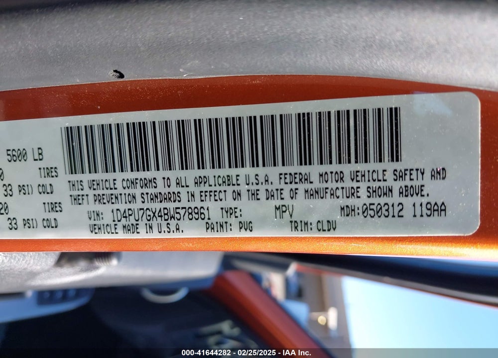 2011 DODGE NITRO SHOCK VIN: 1D4PU7GX4BW578961