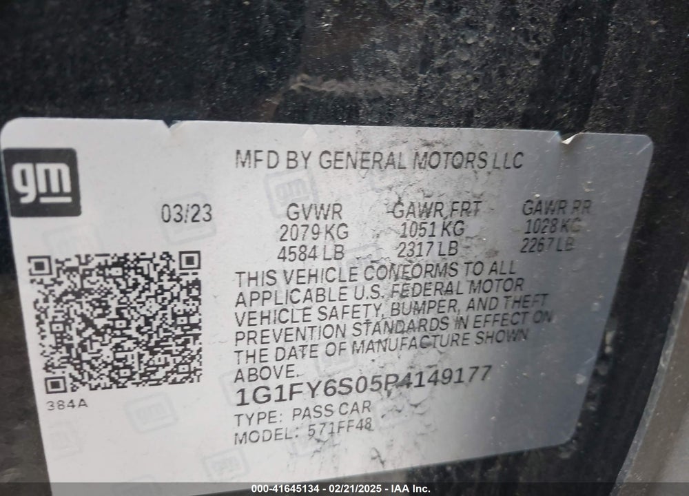 2023 CHEVROLET BOLT EUV FWD LT VIN: 1G1FY6S05P4149177